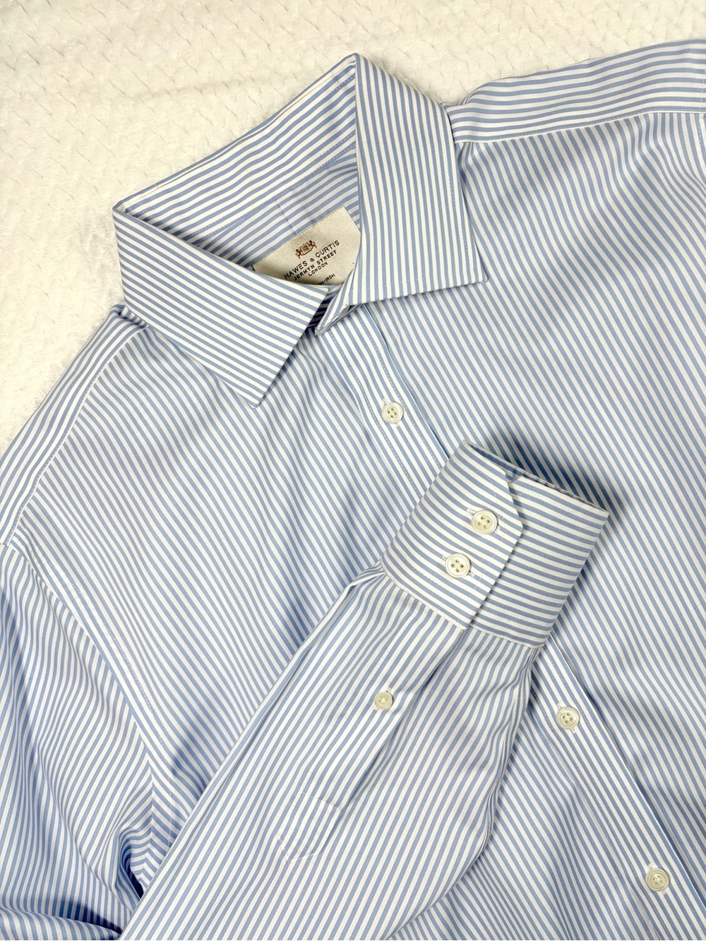 Hawes & Curtis Blue White Striped Long Sleeve Dress Shirt Size 16.5/36